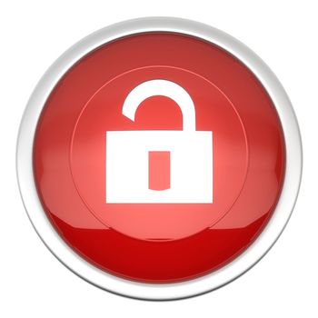 a large red Lock off icon in three d