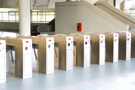 Image of automatic train ticket verification machines.