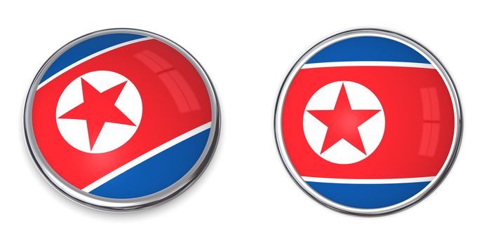 button style banner in 3D of North Korea