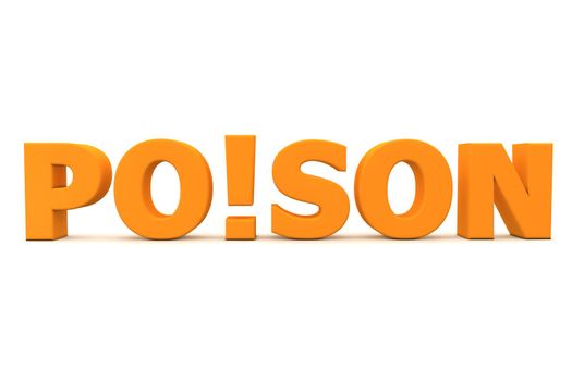 orange word Poison with an exclamation mark replacing the letter i - front view