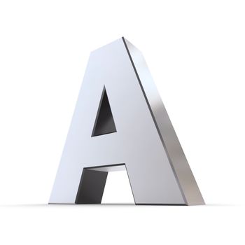 shiny 3d letter A made of silver/chrome