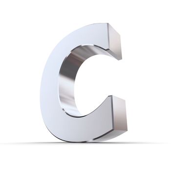 shiny 3d letter C made of silver/chrome