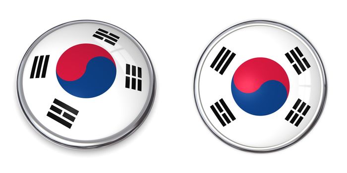 button style banner in 3D of South Korea