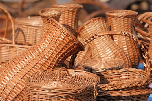 Hand made wicker products at the street market
