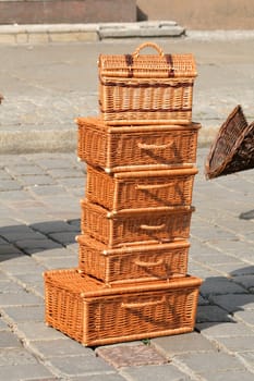 Hand made wicker products at the street market
