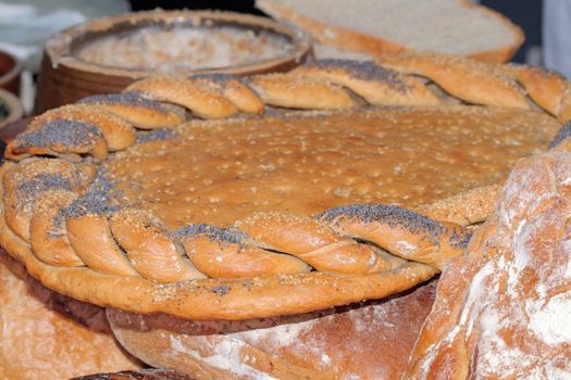 Freshly baked bread at the street market
