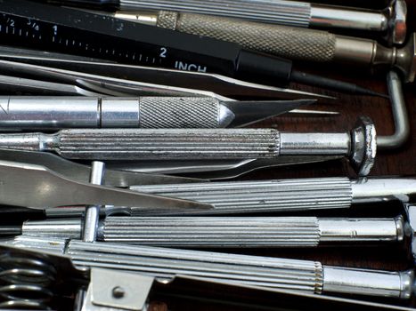 Close up of small hand tools.