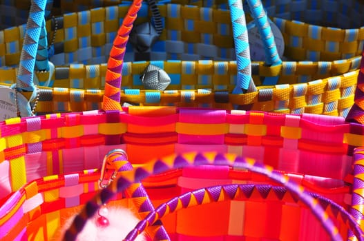 Colourful Bags forming an interesting pattern 