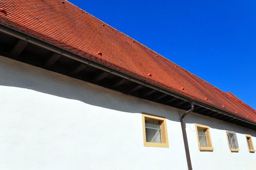 View of a typical horse ranch building found in south west Germany