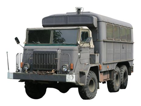 Vintage military truck isolated on white background
