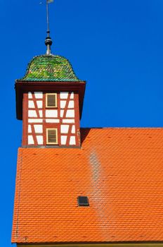 The church of Offenhausen village on the heights of the swabian alb, Baden-Wuerttemberg, Germany