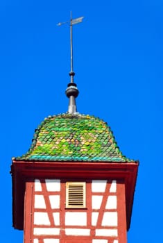 The church of Offenhausen village on the heights of the swabian alb, Baden-Wuerttemberg, Germany