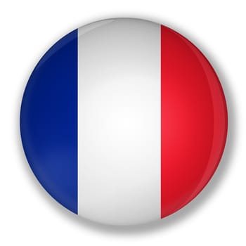 Illustration of a badge with flag of france with shadow