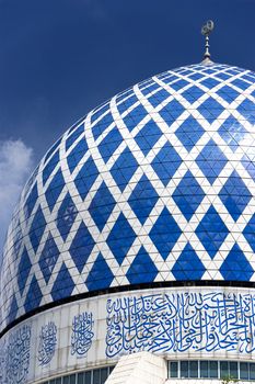 Dome of the Sultan Salahuddin Abdul Aziz Shah Mosque or commonly known as the Blue Mosque, located at Shah Alam, Selangor, Malaysia.