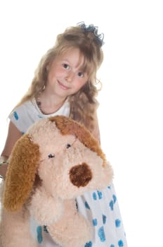 Shot of little girl playing with toy in studio