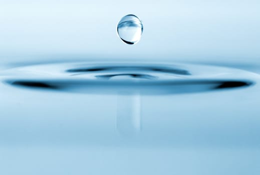 isolated water drop with rippling water 