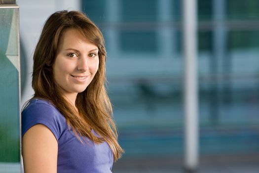 Attractive and beautiful young teenager girl posing in a relaxed calm fashion