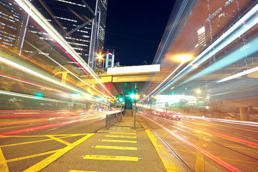 busy traffic night in finance urban