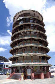 The leaning wooden tower of Teluk Intan, Malaysia. This old tower was meant to hold water at the top for residents of Teluk Intan, which used to be a small town in Malaysia. Like the Leaning Tower of Pisa, it is also leaning.