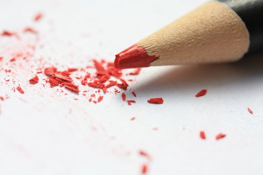 red pencil and some left overs from the sharpener