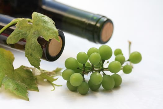 wine bottle and grapes