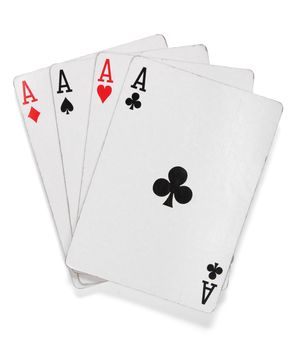 Four aces. Poker cards over white with clipping path