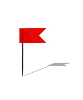 Red plastic flag pin isolated on white background with clipping path