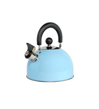 New blue kettle isolated on white background with clipping path