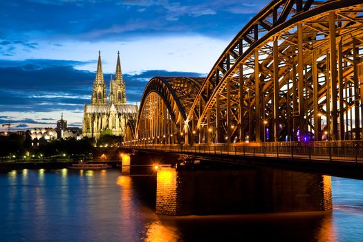 Cologne cathedral after sunset