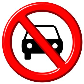 No cars allowed 3d sign isolated in white