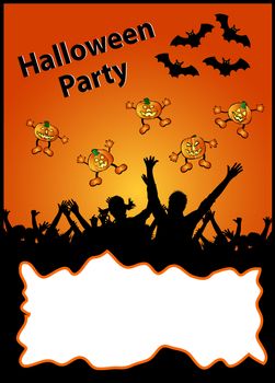 a illustration of a halloween party placard - your text here