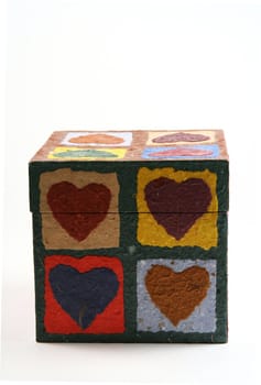 A box with hearts image as a symbol of love