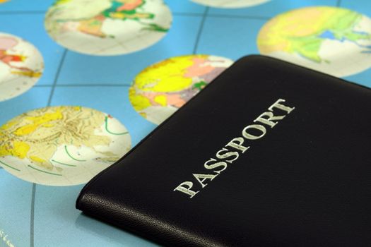 Travel with passport and map