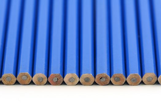 Row of blue pencils