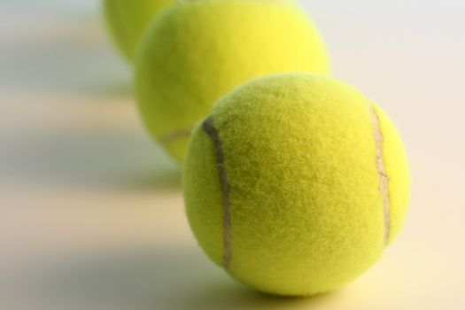 Row of tennis ball