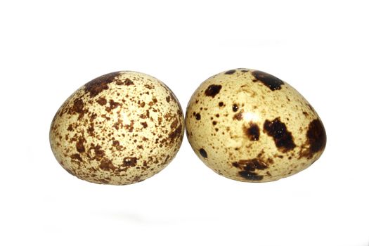 two quail eggs, isolated on white
