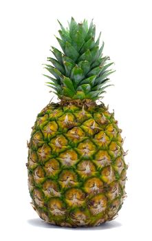 single whole pineapple isolated on white background