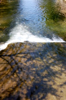 fast river with small waterfall in Poland