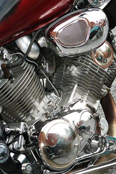 The powerful engine of a new motorcycle