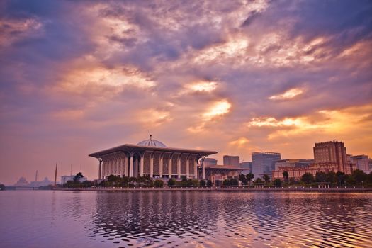 Tuanku Mizan Zainal Abidin Mosque in Putrajaya, Malaysia at Sunrise