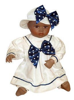 Antique Black Doll isolated with clipping path.       