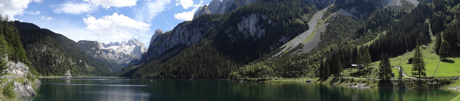 Dachstein panorama view with lake gosau in front