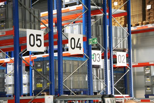 Impressions of a big industrial warehouse with goods