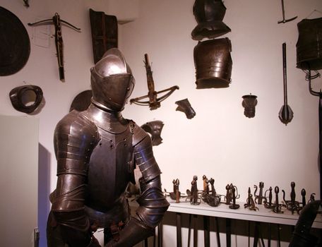 armor of an old knight with any other tools