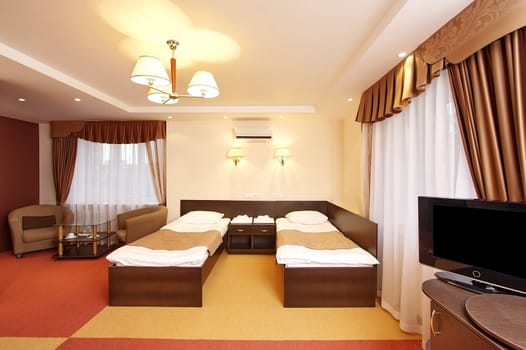 Beautiful modern bedroom in hotel