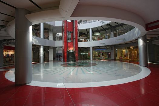 Interior of huge modern shopping centre