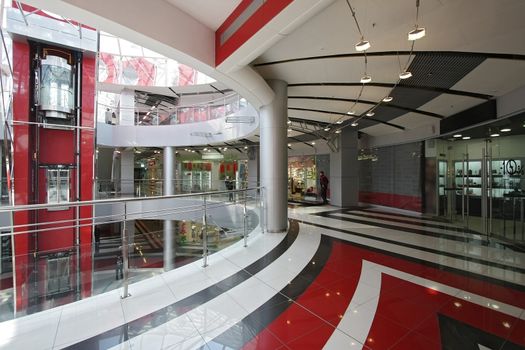 Interior of huge modern shopping centre