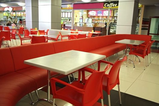 Interior of huge modern shopping centre