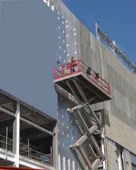 A Scissor Lift Platform on a construction site