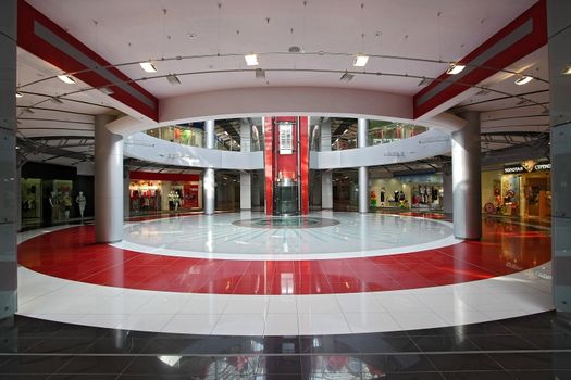 Interior of huge modern shopping centre